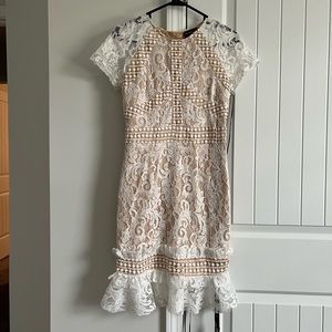 New with tags! White frill hem lace dress